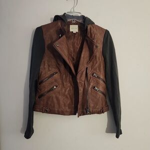 Silence + Noise Vegan Leather & Fleece Moto Jacket – Size S